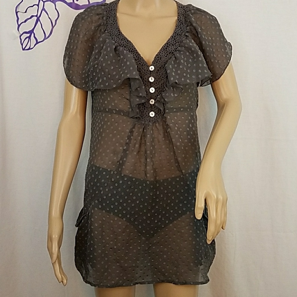 Daniel Rainn romantic blouse tunic gray.      0277